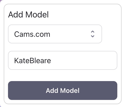 CaptureGem application interface with model username input field highlighted, showing where to paste the Cams.com model name for recording