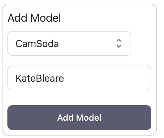 CaptureGem application interface with model username input field highlighted, showing where to paste the CamSoda model name for recording