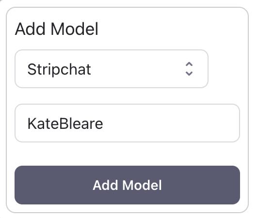 CaptureGem application interface with model username input field highlighted, showing where to paste the Stripchat model name for recording