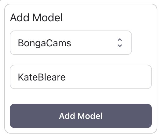 CaptureGem application interface with model username input field highlighted, showing where to paste the XLoveCam model name for recording